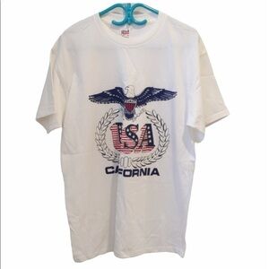 VINTAGE Americana patriotic white tshirt XL